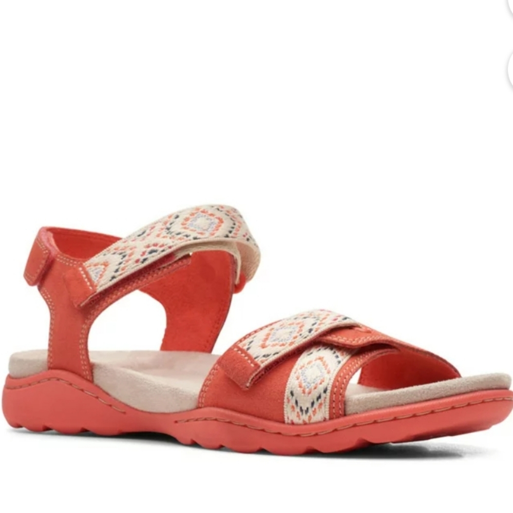 Clarks Amanda Sprint Suede Sandals - Coral